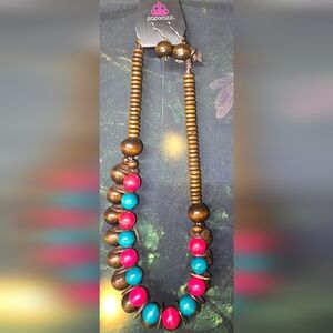 Paparazzi Vibrant Pink and Teal Beaded Necklace